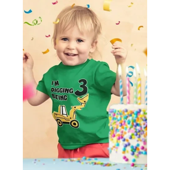 I am digging printed 3 Year Birthday Green T-shirt