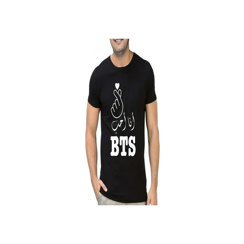 FMSTYLES I Love BTS Arabic Short Sleeve T-shirt Black