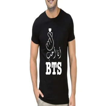 FMSTYLES I Love BTS Arabic Short Sleeve T-shirt Black