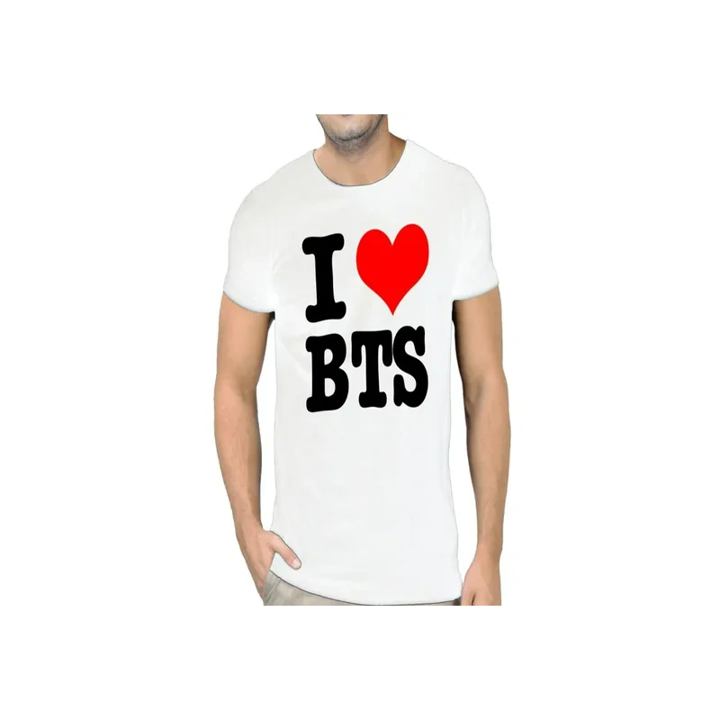 FMSTYLES I Love BTS Short Sleeve T-shirt White