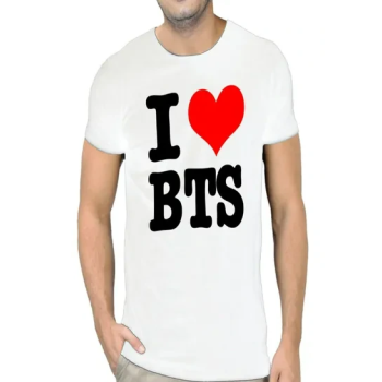 FMSTYLES I Love BTS Short Sleeve T-shirt White