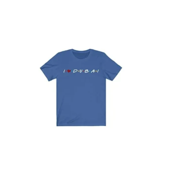 I love Dubai Printed Round Neck T-shirt Blue