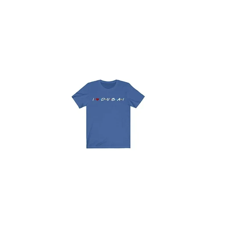 I love Dubai Printed Round Neck T-shirt Blue