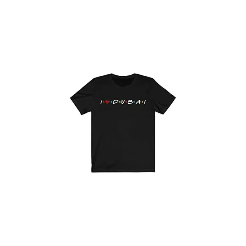 I love Dubai Printed Round Neck T-shirt Black