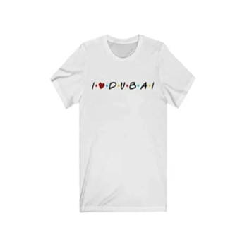 I love Dubai Printed Round Neck T-shirt White