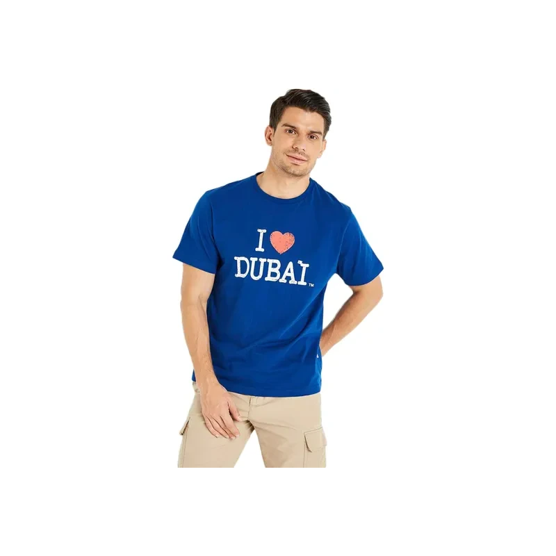 Al Jaber I Love Dubai Typographic T-Shirt Blue