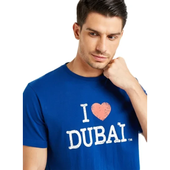 Al Jaber I Love Dubai Typographic T-Shirt Blue