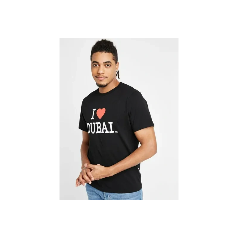 Al Jaber I Love Dubai Printed T-Shirt Black/White/Orange