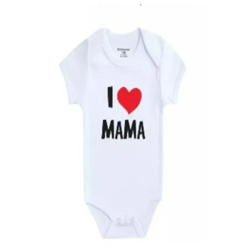 I Love Mama Printed New Born Baby Toddler White Romper