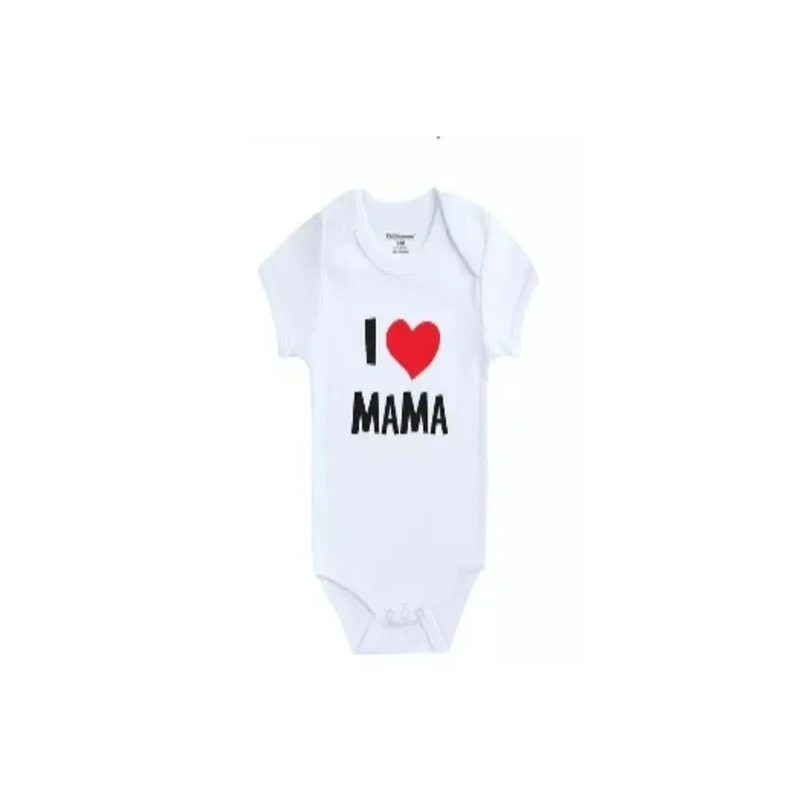 I Love Mama Printed New Born Baby Toddler White Romper