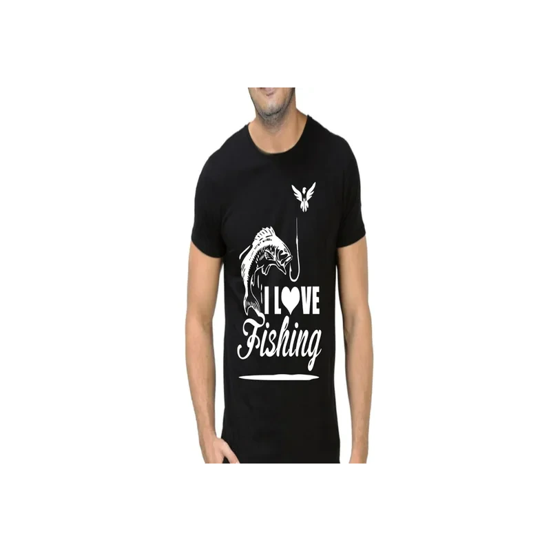FMSTYLES I Love Fishing Short Sleeve T-shirt Black
