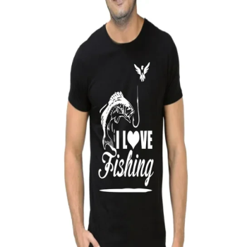 FMSTYLES I Love Fishing Short Sleeve T-shirt Black