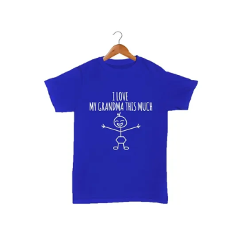 I Love My Grandma This Much Printed T-Shirt, Blue