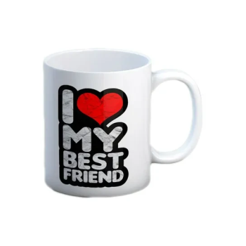 I Love My Best Friend Printed Mug White/Red/Black 325ml