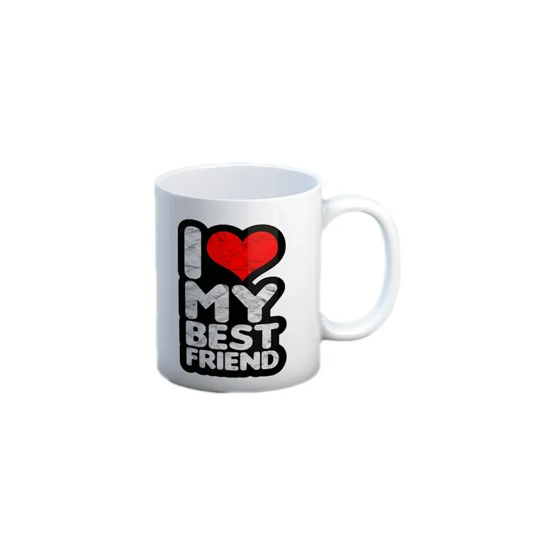 I Love My Best Friend Printed Mug White/Red/Black 325ml