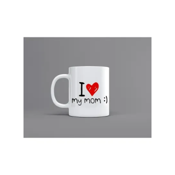 I Love My Mom Printed Mug White/Black//Red