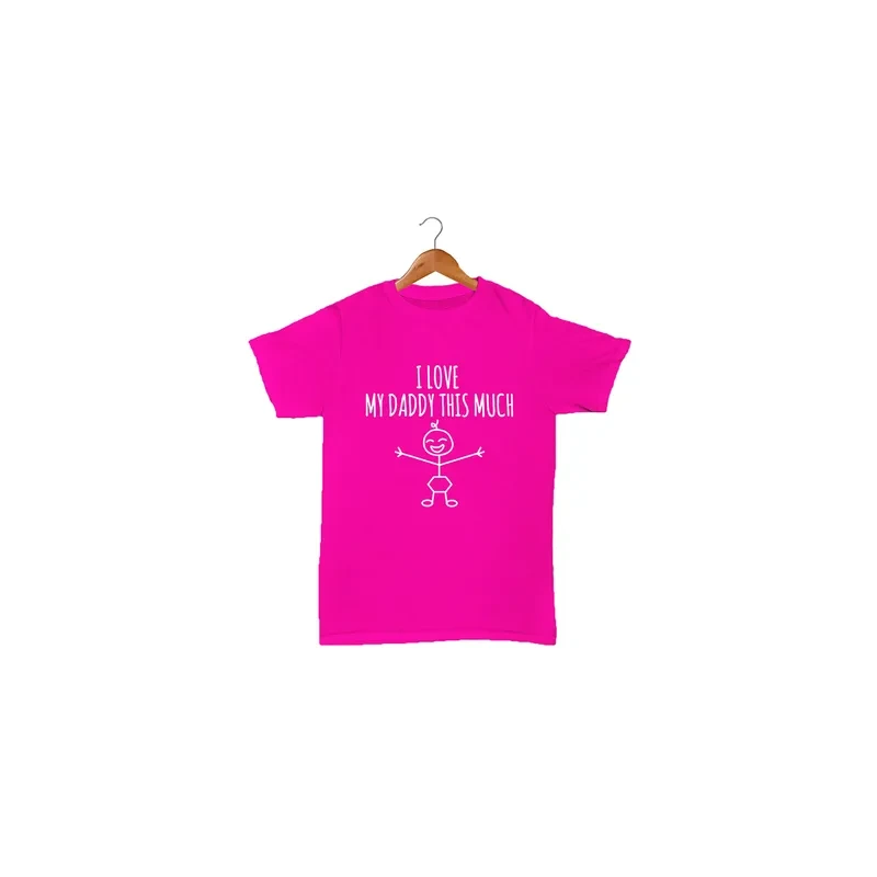 I Love My Daddy This Much Printed T-Shirt Pink/White