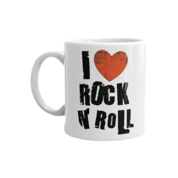 I Love Rock N' Roll Printed Mug White/Black/Red