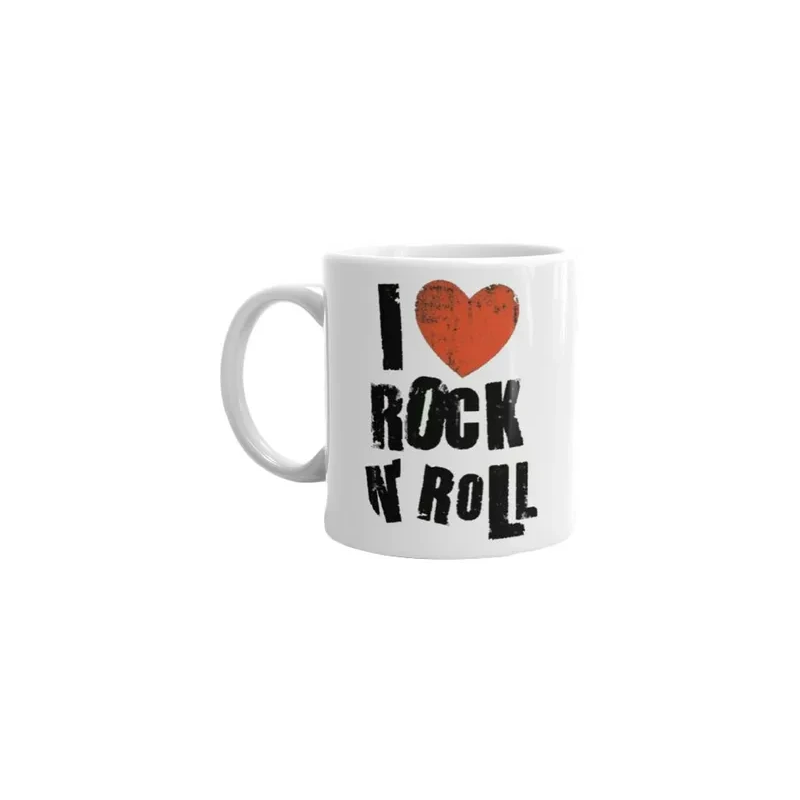 I Love Rock N' Roll Printed Mug White/Black/Red