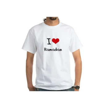 I Love Ramadan Graphic Round Neck Short Sleeve White T-shirt
