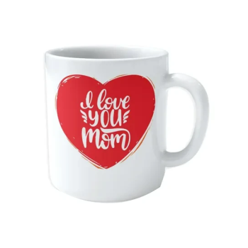 I Love You Mom Coffee Mug, White/Red