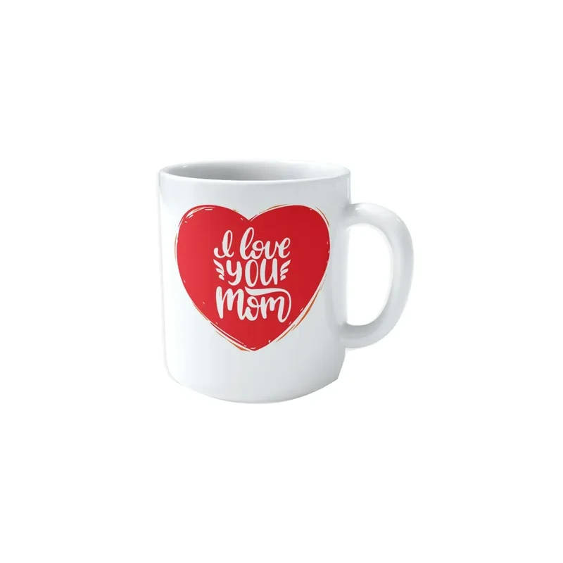 I Love You Mom Coffee Mug, White/Red