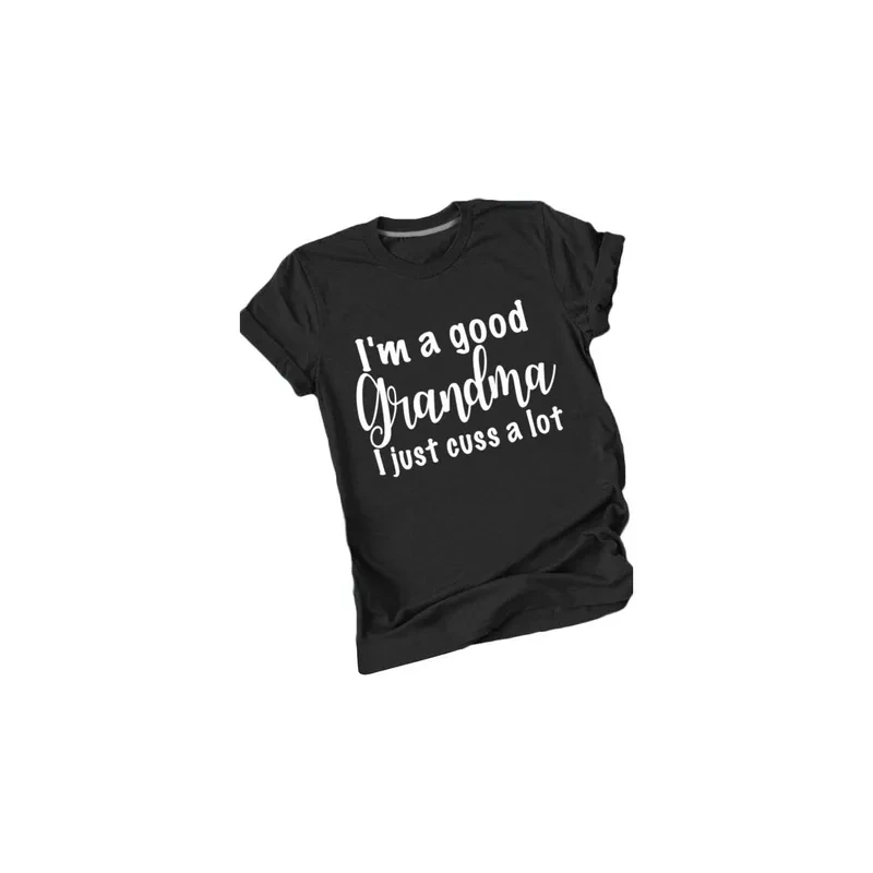 Im A Good Grandma Printed T-Shirt Black