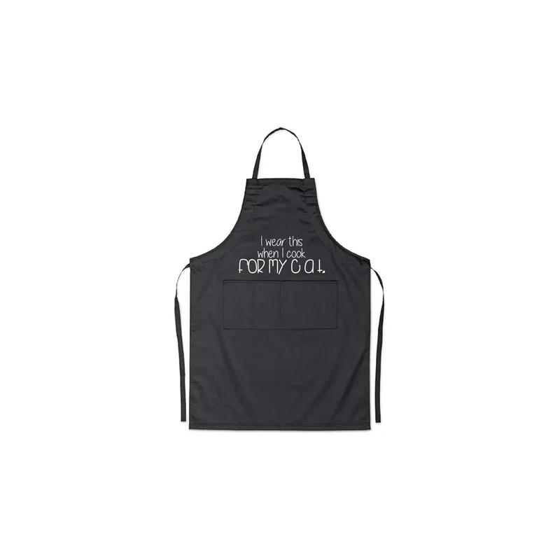 I Wear This When I Cook For My Cat Printed Apron Black 98x69.5cm