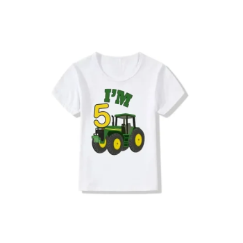 I'm 5 Bulldozer Vehicle T-shirt White