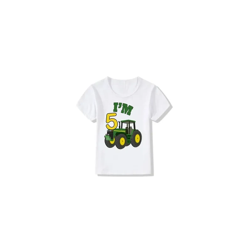 I'm 5 Bulldozer Vehicle T-shirt White