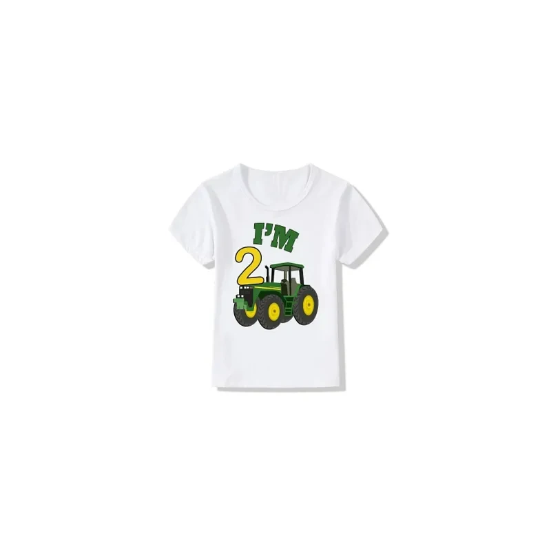 I'm Two Bulldozer Vehicle T-shirt White