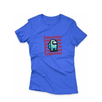Impostor Among Us Printed Round Neck Royal Blue T-shirt for Kids Adult