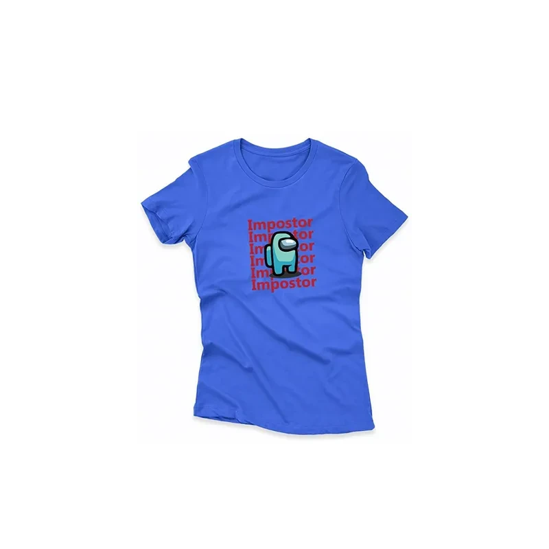 Impostor Among Us Printed Round Neck Royal Blue T-shirt for Kids Adult