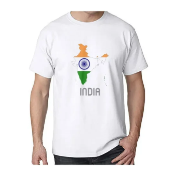 India Round Neck Short Sleeve White T-shirt