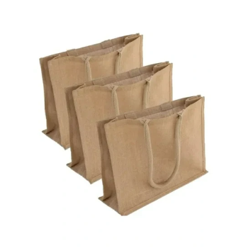 Jute bag, Tote Bags, 3 Pack Medium Burlap Jute Reusable Canvas Gift Favors Bag with handles