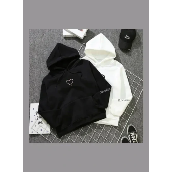 Kangaroo Pocket Fleece Lined Loose Hooded Long Sleeve Sweatshirts Black