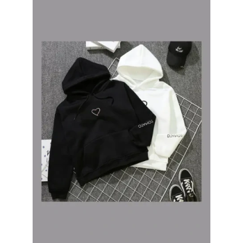 Kangaroo Pocket Fleece Lined Loose Hooded Long Sleeve Sweatshirts Black