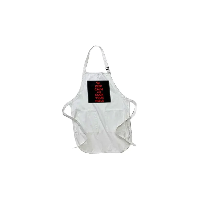 Keep Calm And Click Your Heels Printed Apron With Pouch Pockets 22 x 24inch White