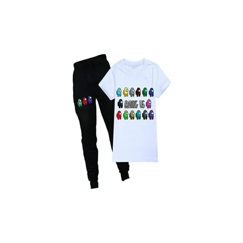 Kids Among Us Clothes Short Sleeve Summer Cartoon Kids T-shirt Tops + Pants Set Boys Clothes Outwear