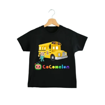Kids T-Shirt Cocomelon Nico Character Print On Demand Unisex Child Black Tees