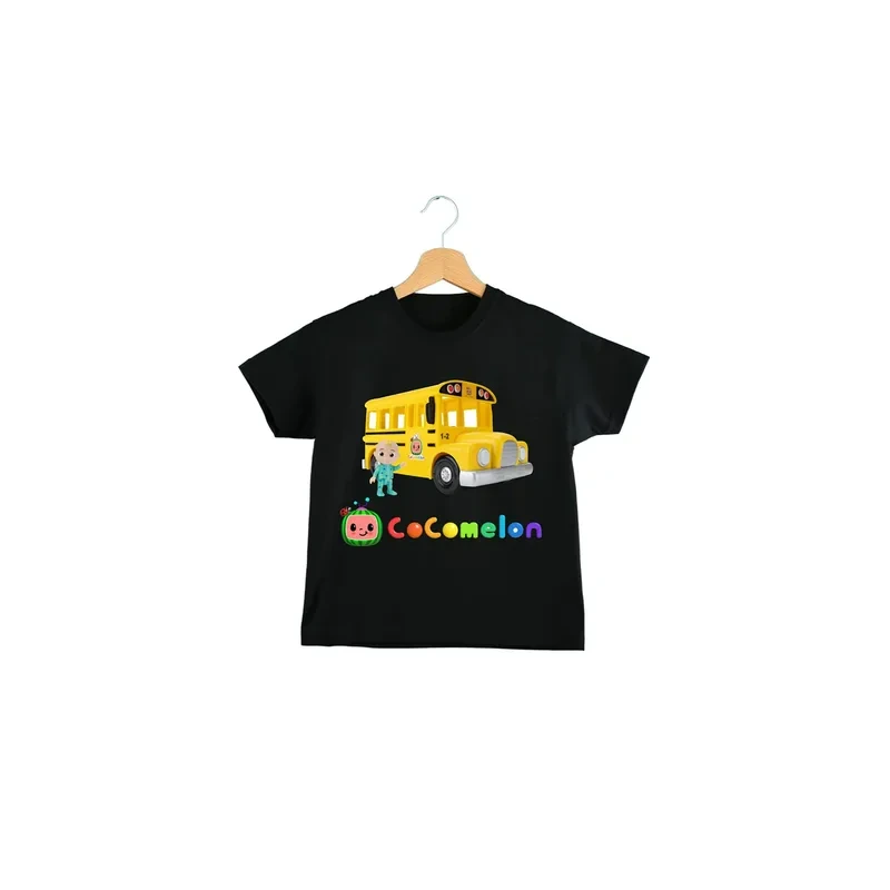 Kids T-Shirt Cocomelon Nico Character Print On Demand Unisex Child Black Tees