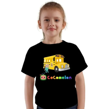 Kids T-Shirt Cocomelon Nico Character Print On Demand Unisex Child Black Tees