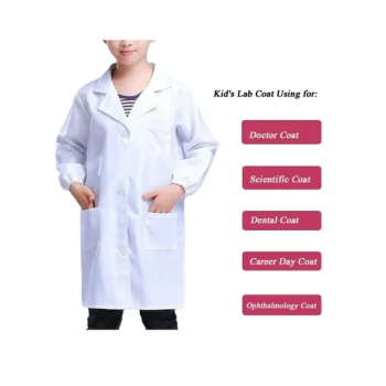 Kids Unisex Pretend Medical Coat Scientist Role Play Costume Dress-Up Lab Coat