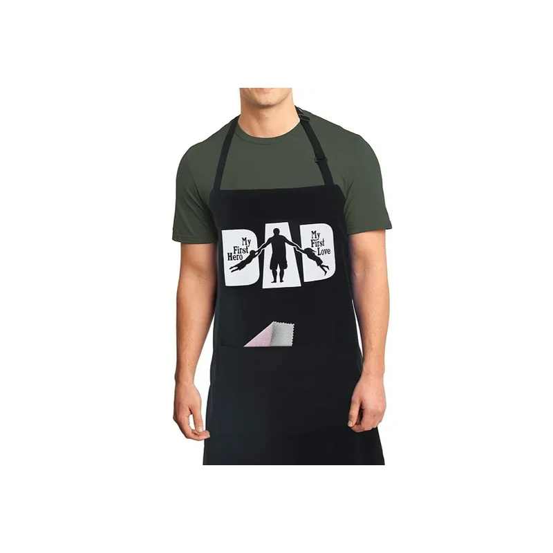 Kitchen Cooking Apron Adjustable Waterdrop Resistant Funny Aprons Dad Apron With Pockets