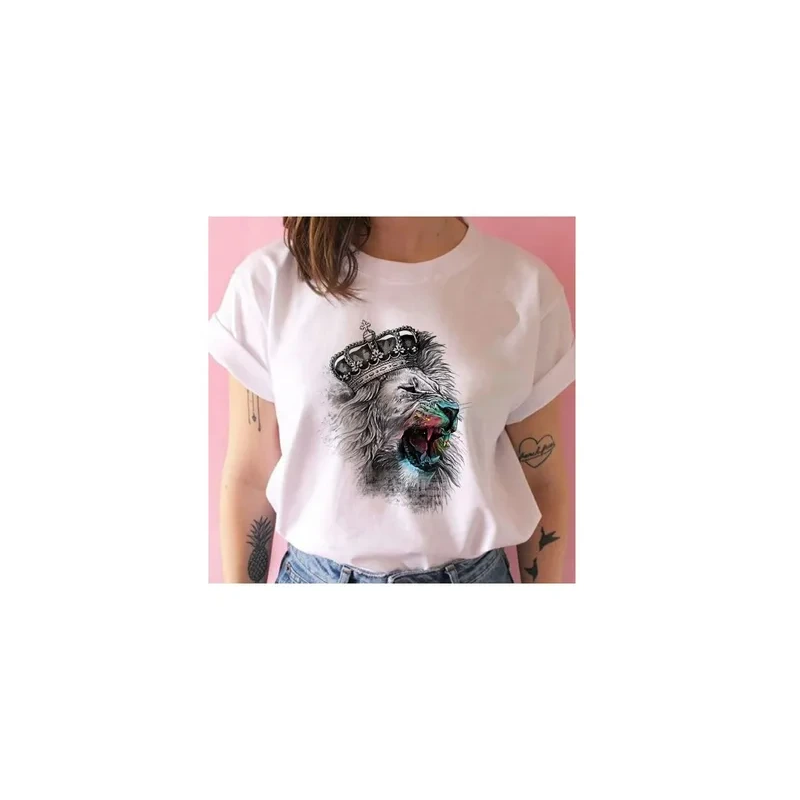 King of The Jungle Lion Printed T-Shirt White