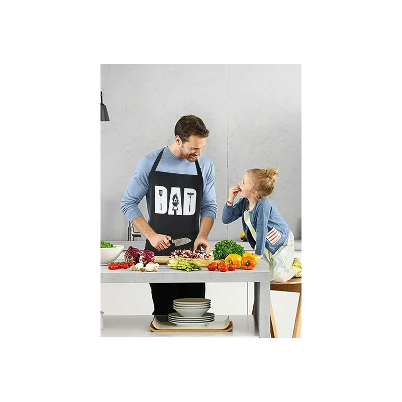 Kitchen Cooking Funny Dad Printed Adjustable Waterdrop Resistant Apron With Pockets