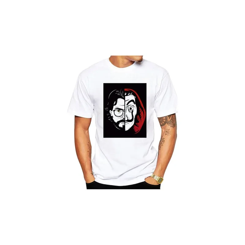 La Casa de Papel Printed Men's T-Shirt White/Black