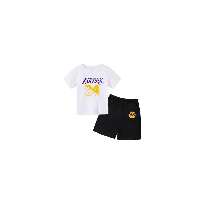 LA Lakers Fans Basketball Unisex T-shirt Short Set For Kids