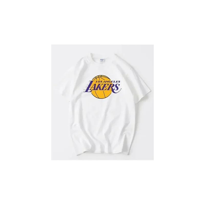 LA Lakers Basketball Fans Round Neck Classic White Unisex T-shirt