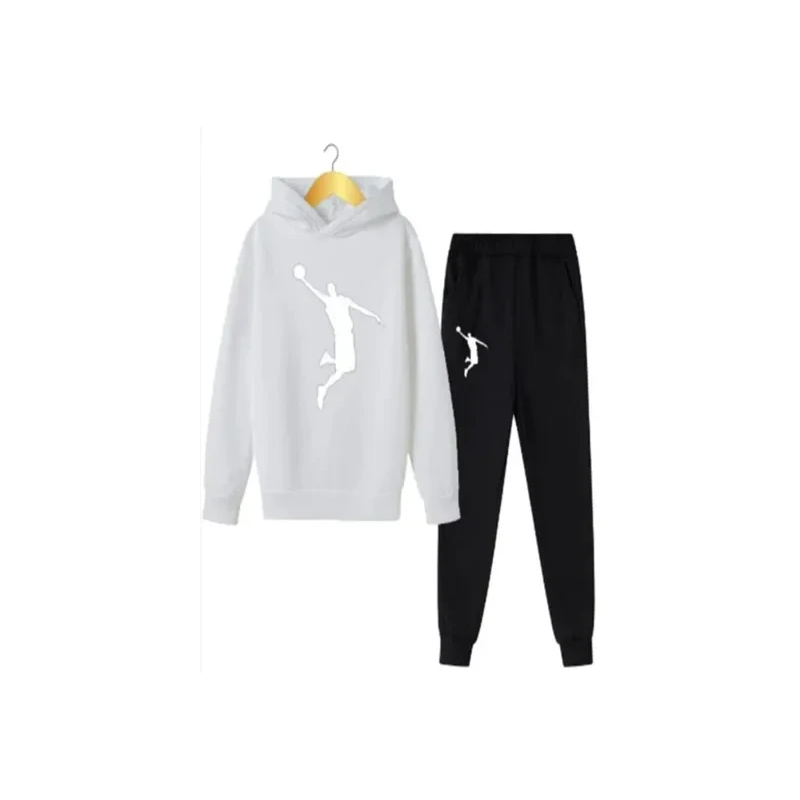 Lakers Set Printed Hoodie and Pants For Kids and Adult, Black/White